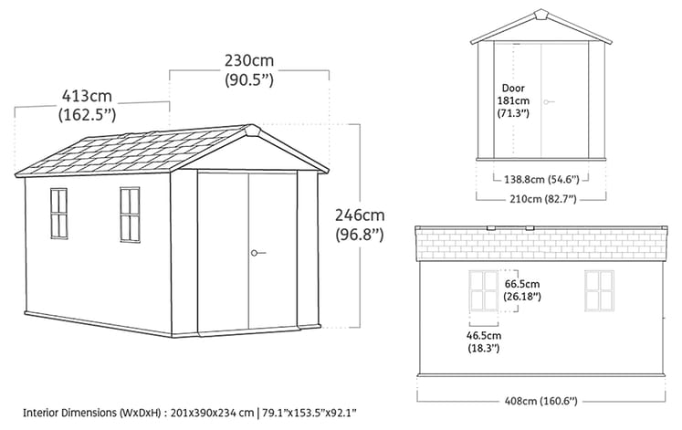 Large Sheds -  Newton Plus Shed 7.5 x 13ft - Keter US