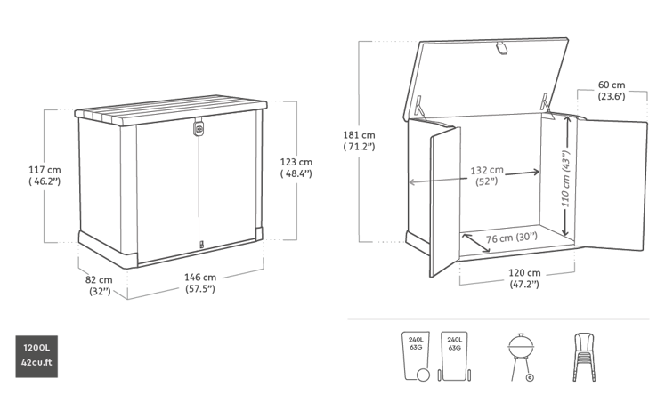 Store-it-Out Pro Opbergbox - 145,5x82x125cm - Antraciet