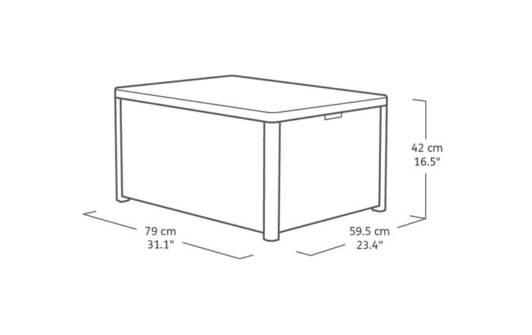 Arica Opbergtafel - 79x59x42cm - Antraciet