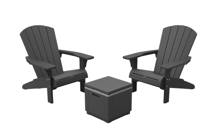 Troy Adirondack Tuinstoelen met Ice Cube – 81x80x96,5cm - Antraciet