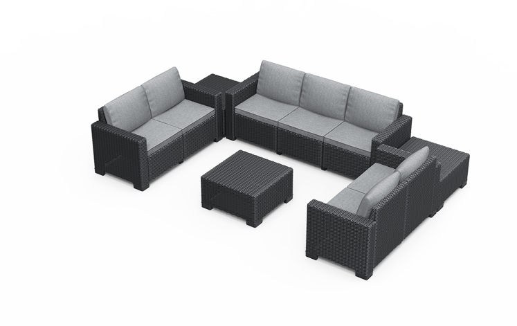 California 7 Seater Corner Lounge Set - Grey