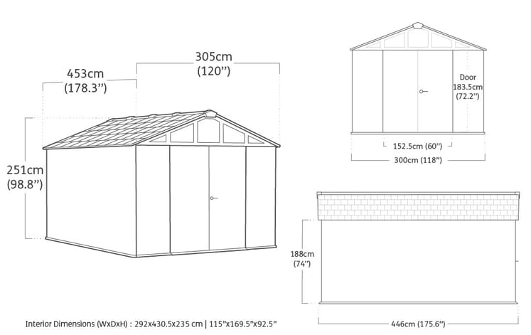 Caseta de exterior Stronghold 10x15 - 453x305x251 cm y 13.8 m2 - Gris