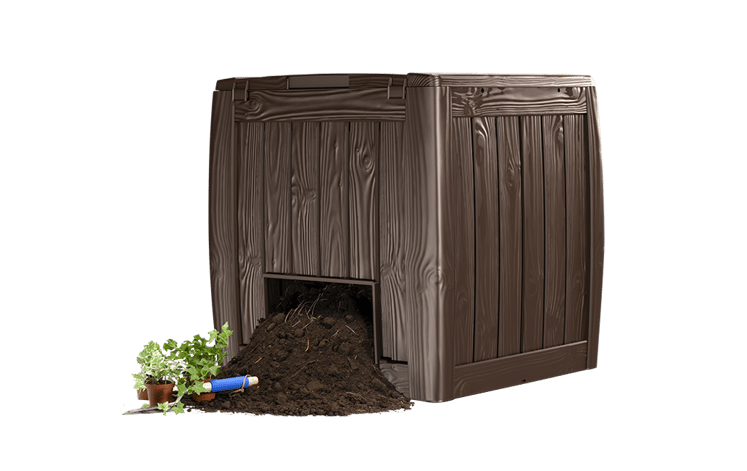 Compostador de exterior Deco Composter - 72x74x69,5 cm y 340L - Marrón