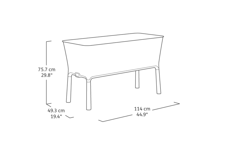 Huerto urbano de exterior Easy Grow - 114x49,3x75,7 cm y 120L - Marrón