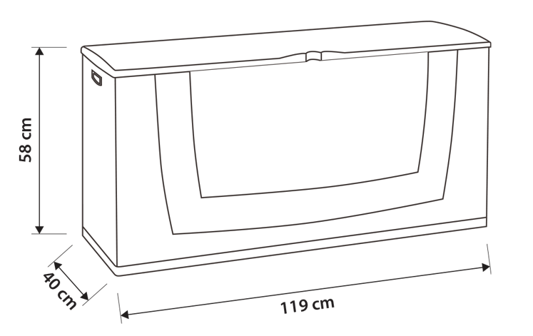 Arcón de resina Karisma. 119x40x58 cm. 220L. - Blanco