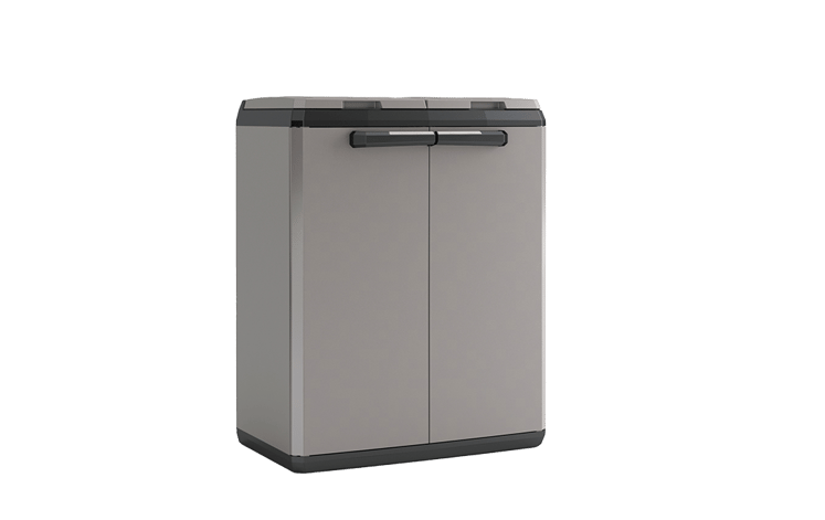 Armoire de tri 2 bacs de tri Basic Split - 68x39xH99 cm - Gris