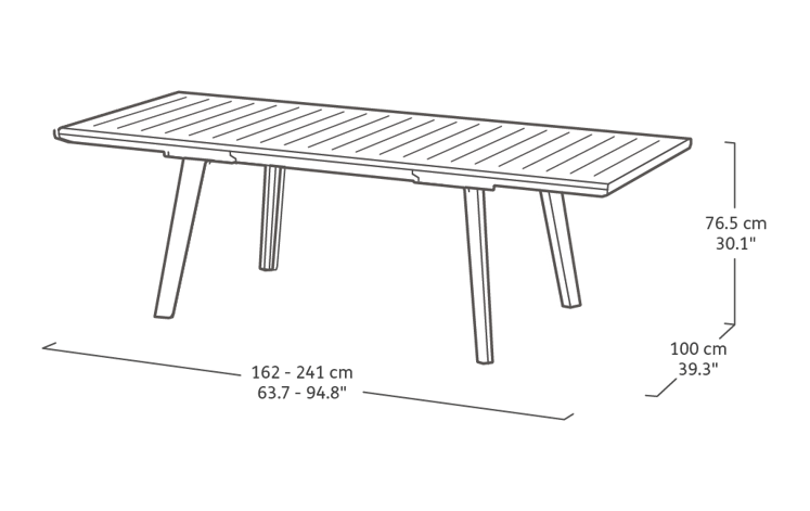 Mesa comedor de exterior Harmony extensible 162–241x100.5x76.5 cm - Capuchino