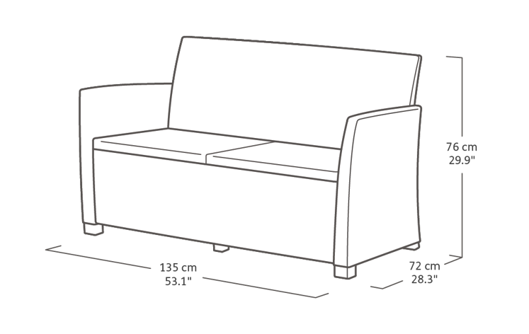 Mia 4 Seater Lounge Set With Storage Table - Grey