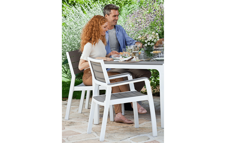 Pack de 2 sillas de exterior con reposabrazos Harmony - Capuchino