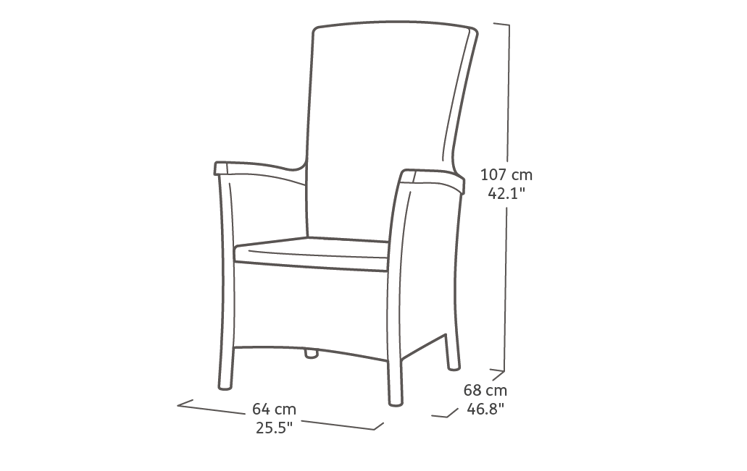 Vermont Gartensessel - 64x68x107cm - Grau