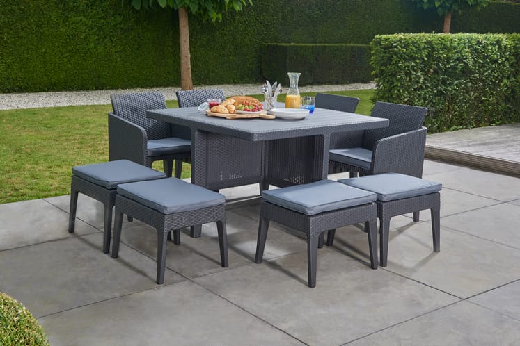 Santiago 8 Seater Dining Set - Grey