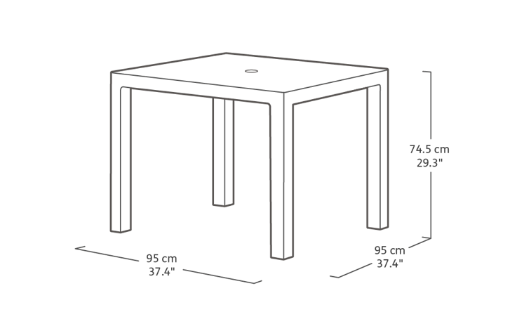 Mesa comedor de exterior Quartet 95x95x74.5 cm - Grafito