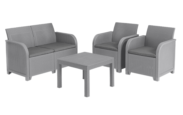 Conjunto de exterior de 4 plazas Sanremo - Gris brillante