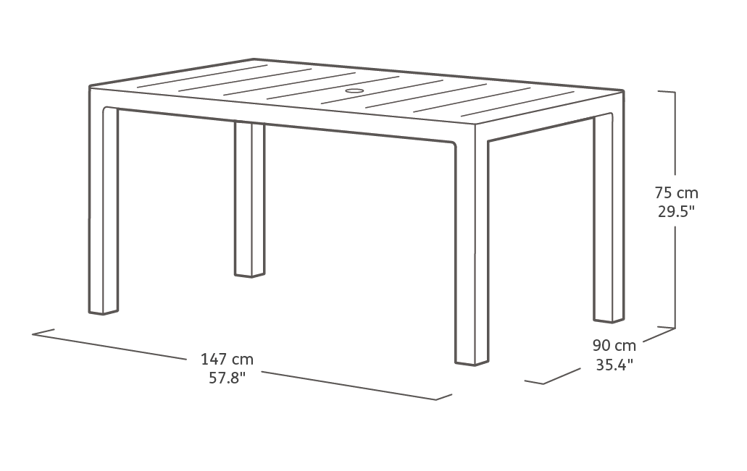 Mesa comedor de exterior Julie 147x90x75 cm - Grafito