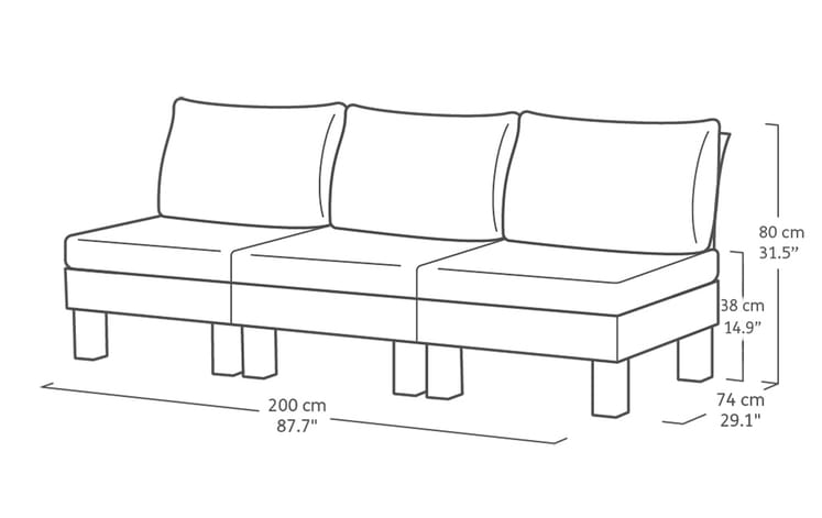 Elements 3-Sitzer Sofa - Schwarz