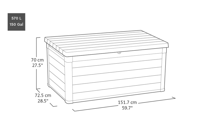 Premier Aufbewahrungsbox - 570L - Graubraun