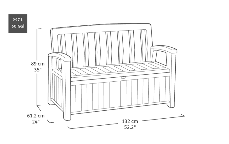 Banc de jardin avec coffre 227L - Anthracite