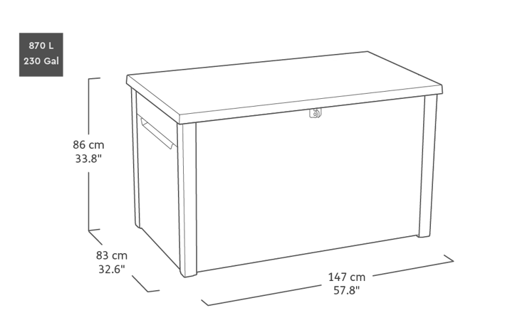 Coffre Java XXL 870L Aspect rotin - Anthracite