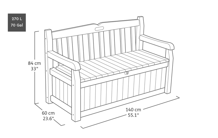 Banc de jardin Eden avec coffre 265L - Anthracite