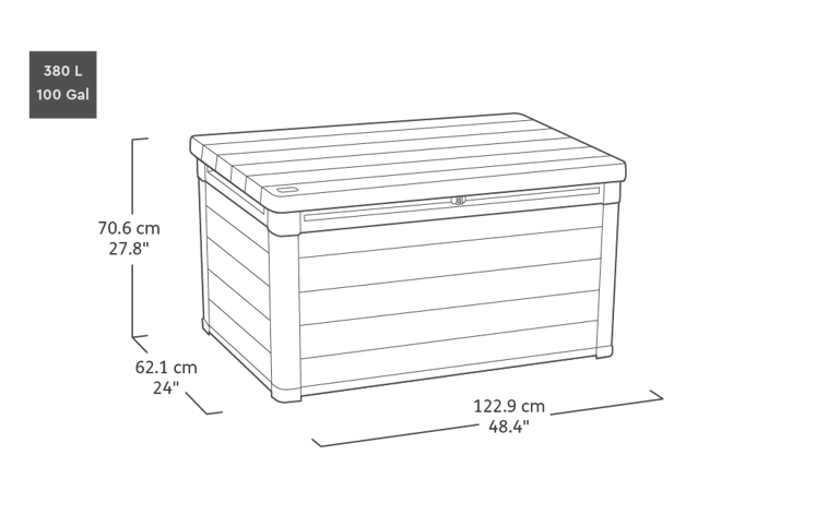 Coffre de jardin Signature 380L - Marron Aspect Noyer