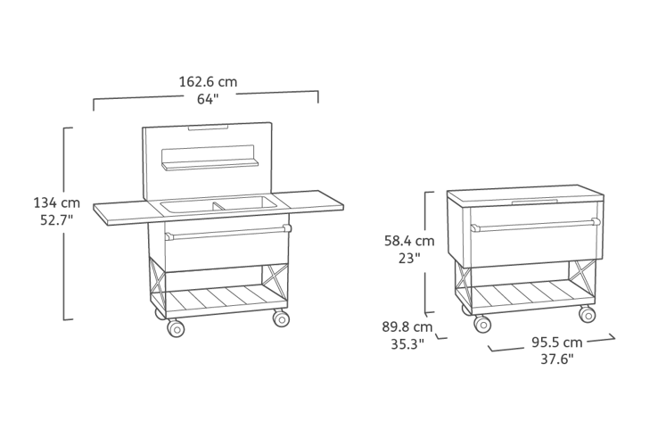 BBQ Partytafel - 95x58x89cm - Grijs