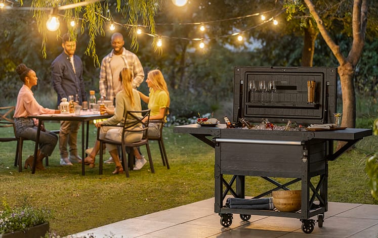 Patio Cooler and Beverage Cart - Grey