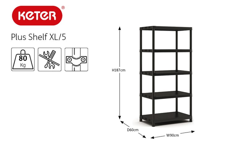 Étagère 5 niveaux - Plus XL - Noir