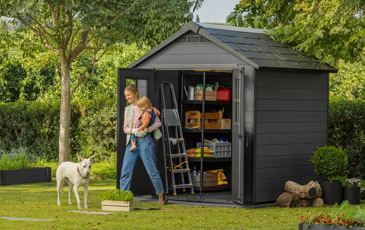 Newton Graphite Medium Storage Shed - 7.5x7 Shed - Keter US