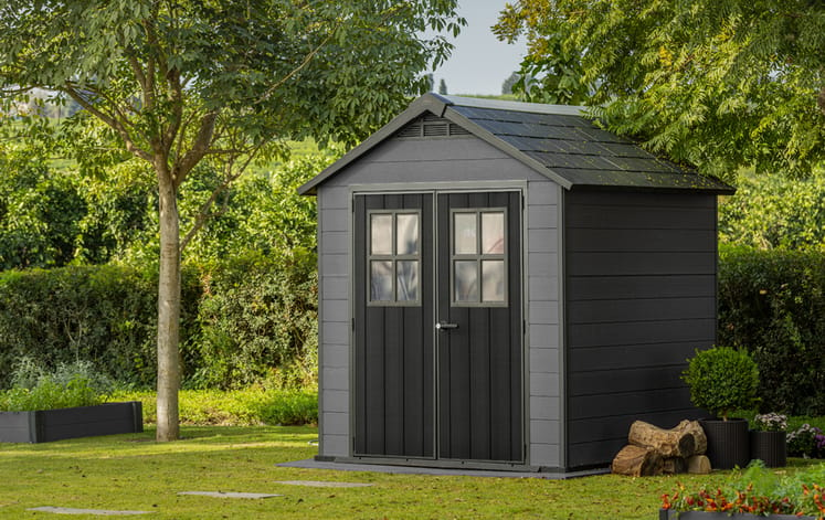 Newton Graphite Medium Storage Shed - 7.5x7 Shed - Keter US