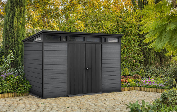 Cortina Graphite Large Storage Shed - 11x7 Shed - Keter US