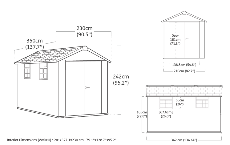 Abri de jardin Oakland 7511 - 7,2m² - Gris