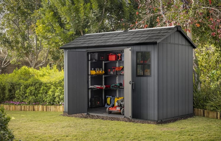 Newton Graphite Large Storage Shed - 11x7.5 Shed - Keter US