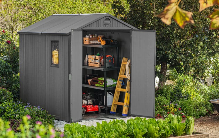 Darwin Graphite Medium Storage Shed - 6x8 Shed - Keter US