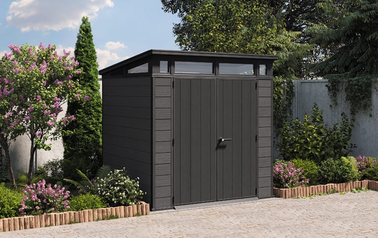 Cortina Graphite Medium Storage Shed - 7x7 Shed - Keter US