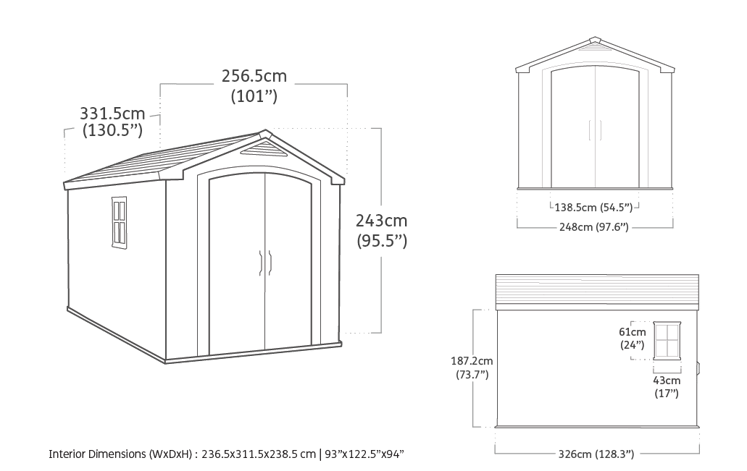 Abri de jardin Factor 811 - 8,1m2 - Taupe