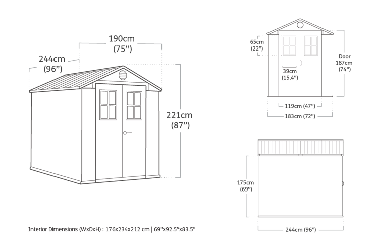 Caseta de exterior Darwin 6x8. 190x244x221 cm y 4,5m2 - Marrón madera