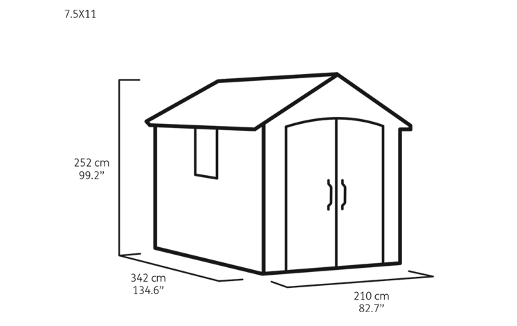 Premier 7511 Gartenhaus - 228x350x252cm - Graubraun