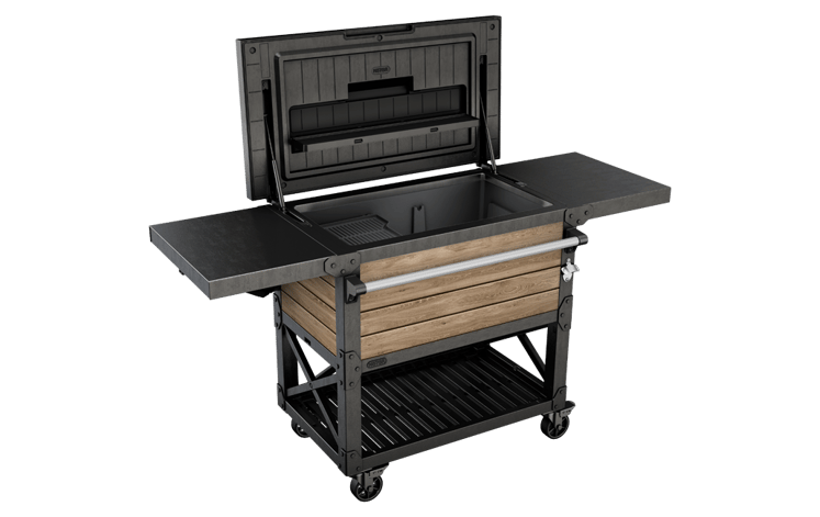 Signature Patio Cooler and Beverage Cart - Ashwood Brown 