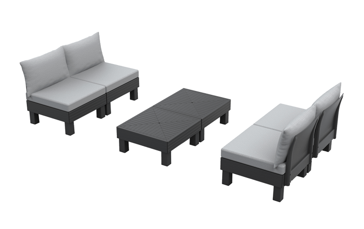 Elements 4 Seater Modular Lounge Set - Graphite