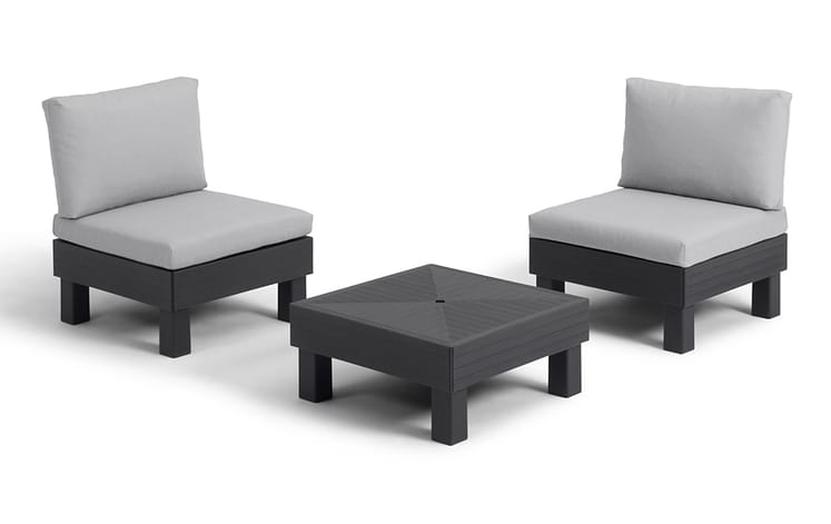 Elements 4-zits Loungeset + tafel - Zwart