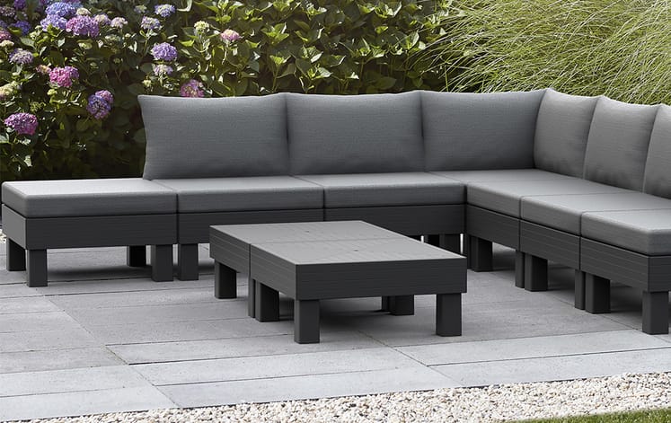 Elements 7 Seater Corner Modular Lounge Set - Graphite