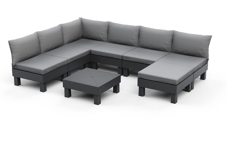 Elements 7 Seater Corner Modular Lounge Set - Graphite