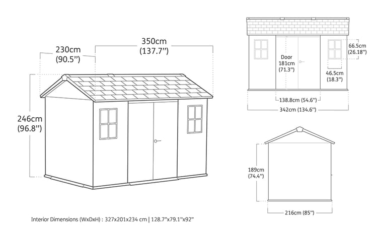 Newton Plus Shed 11x7.5ft - Grey