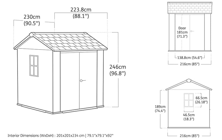 Caseta de exterior Newton Plus 775 - 230x224x246 cm y 4,4 m2 - Gris