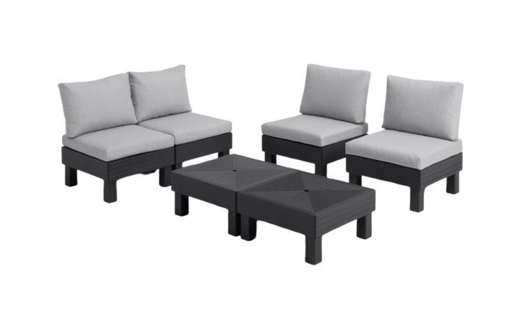 Elements 4-zits Loungeset + tafel - Zwart