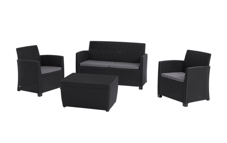 Mia 4 Seater Lounge Set With Storage Table - Grey