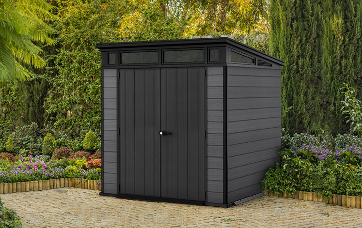 Cortina Graphite Large Storage Shed - 7x7 Shed - Keter US
