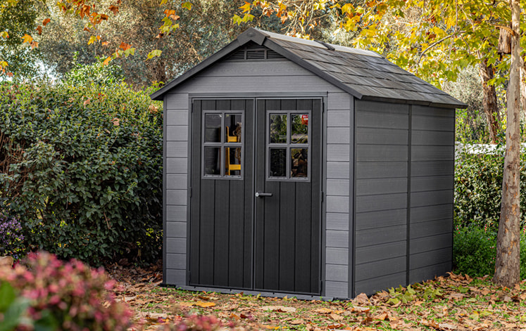 Newton Graphite Large Storage Shed - 7.5x9 Shed - Keter US