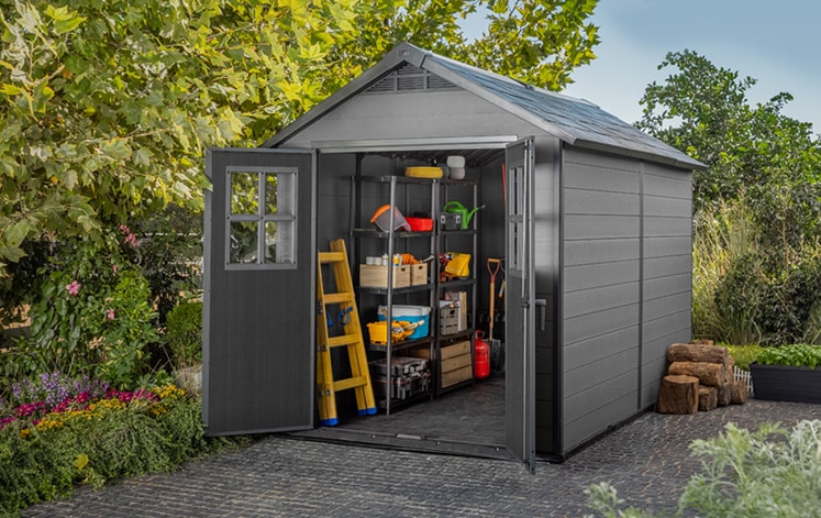 Newton Graphite Large Storage Shed - 7.5x11 Shed - Keter US
