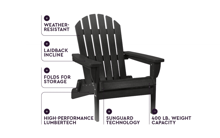 Black Premium Willoughby Folding Adirondack Chair - Keter US